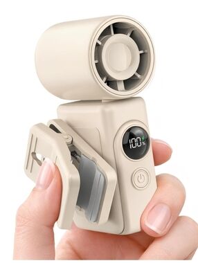 Rechargeable Handheld Mini Clip-On Portable Fan - Beige